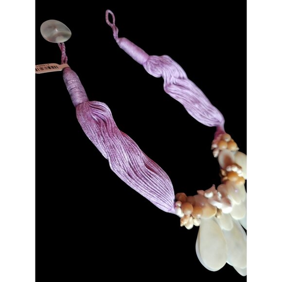 Shell/Lavender Collar Necklace/Earring Set - Picture 13 of 16